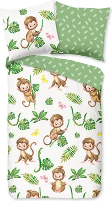 Produktbild von ESPiCO Bettwäsche Trendy Bedding Kletteraffe Grün 135 cm x 200 cm