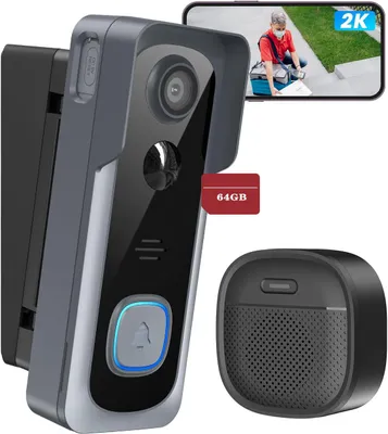Obrázek produktu pro WLAN zvonek s kamerou Bezdrátové a noční vidění, video dohled, bezdrátová kompatibilní 64GB TF karta