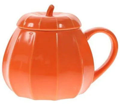 Zdjęcie produktu dla Ceramiczna filiżanka w kształcie dyni, pomarańczowa, 1 sztuka. Idealna na Halloween, jesień, do kawy, mleka, soku