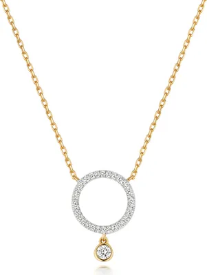 Produktbild von Funkelndes Feuer Elegante 9 Karat (375) Gold Damen - Diamant Halskette Brillant-Schliff 0.08 Karat H - I1 - 5cm*9mm; TRS354439KY
