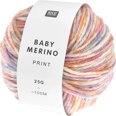 Produktbild von Rico Design Baby Merino Print Babywolle, 25g, 100m, Nadel 4.0, 100% Schurwolle