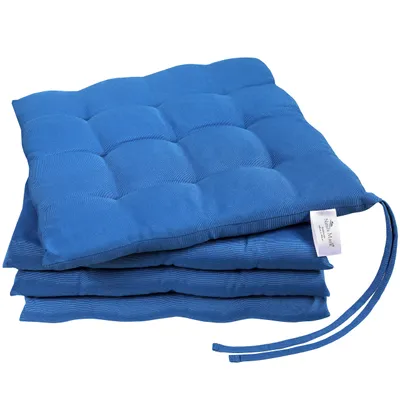 Produktbild von Sitzkissen Stuhlkissen mit Bändern 40x40cm 4er-Set in verschiedenen Farben Royal blau