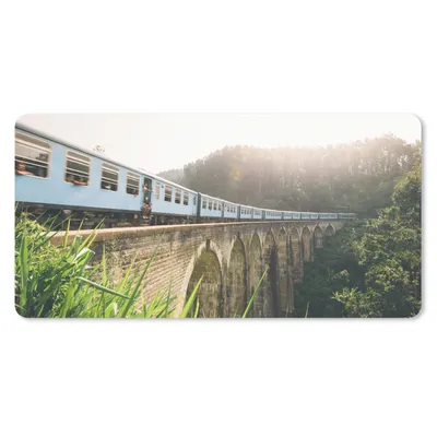 Produktbild von MuchoWow® Schreibtischunterlage Ein Zug über eine Brücke 80x40 cm - XXL Mauspad - Gaming Mauspad