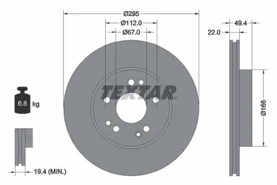 Obrázok produktu pre 2 brzdové kotúče Textar 295 mm vpredu pre Mercedes triedy E W124