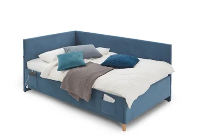 Produktbild von Einzelbett Cool | Mit Rückenlehne | 90 x 200 cm | Blaues Design