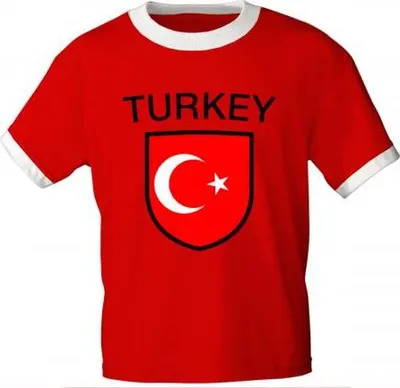Produktbild von T-Shirt mit Print - Fahne Wappen Flagge Turkey Türkei - 76464 rot Gr. S-XXL Größe - M