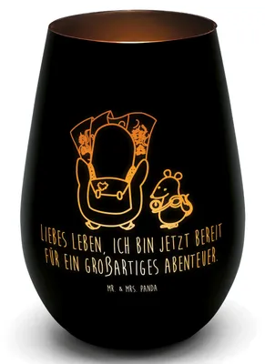 Produktbild von Mr. & Mrs. Panda Laterne Pinguin & Maus Wanderer - Schwarz - Geschenk, Kerzenhalter, Pinguine, Wandern, Abenteuer, Deko Windlicht, Outdoor, Glas
