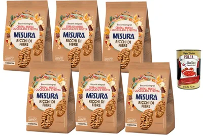 Produktbild von Italian Gourmet - Fibrextra, Vollkornkekse mit Müsli, Schokolade & Frucht, 6 x 230 g, ballaststoffreiche Kekse aus Italien, knusprig & aromatisch, Vorratspack + Italian Gourmet Polpa