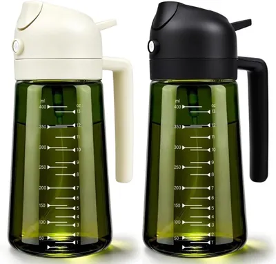 Zdjęcie produktu dla Zestaw butelek do rozpylania oleju, 2 sztuki, pojemność 470 ml, wykonane ze szkła odpornego na promieniowanie UV, idealne do gotowania i grillowania