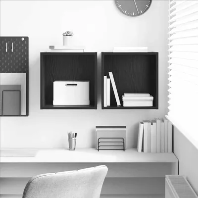 Image de Maison Exclusive - Armoire murale, 2 pièces, imitation chêne noir, 37 x 37 x 37 cm