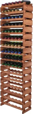 Produktbild von Weinregal VINOTECA FLEX PRO | HxBxT 219x65x28cm | 96 Flaschen auf 16 Ebenen | Massives Kiefernholz | Braun geölt
