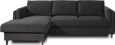 Image de Lisa Design Brooke - canapé d'angle gauche - convertible avec coffre - 4 places - en velours , Gris foncé