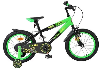 Produktbild von Volare Strike Kinderfahrrad - Jungen - 16 Zoll - Schwarz/Grün - Zwei Handbremsen