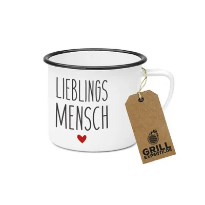 Immagine prodotto di PPD Happy Metal Mug Lieblingsmensch, Henkelbecher, Kaffeebecher, Becher, Tasse, Metall, 500 ml, 603520