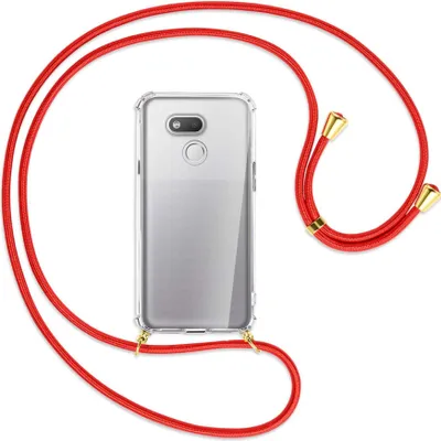 Produktbild von Handykette Backcover-Schutzhülle mit Band (Metall goldfarben) für HTC Desire 12s - rot