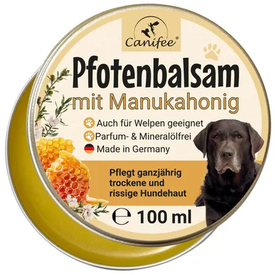 Produktbild von Canifee Pfotenbalsam für Hunde mit Manukahonig in der 100ml Dose
