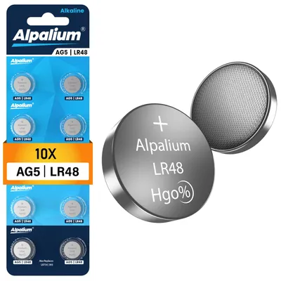Produktbild von AG5 LR48 Knopfzelle Batterien 10er Pack - Alkaline, 1.5V Alpalium für Armbanduhren, Taschenrechner, Messgeräte und Thermometer