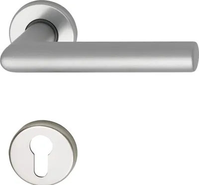 Produktbild von Türbeschlag Sch L Form | Türgriff für Innentür auf Rosette PZ | Aluminium silber