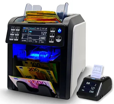 Produktbild von BEITZ BS-950A Geldzählmaschine mit Thermodrucker BS-P30 | 2-Taschen-System | 9-fache Falschgelderkennung | Banknotenzähler EZB-getestet | Wertzähler