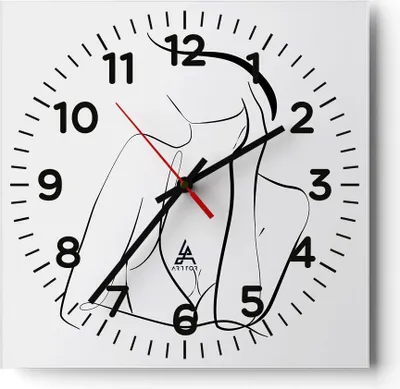 Produktbild von Wanduhr - Quadrat - Glasuhr - Frau Linien Minimalismus - 40x40cm - Schleichendes Uhrwerk - Lautlos - zum Aufhängen bereit - Dekoration Modern - Wanddekoration aus Glas - C4AC40x40-4488
