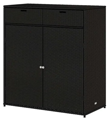 Produktbild von Gartenschrank Schwarz 105x55x113 cm Poly Rattan Schließfächer