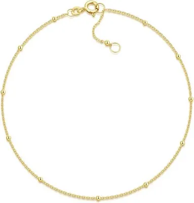 Produktbild von SILBERKETTEN STORE Fußkette Erbse mit Kugeln 1mm - echt 333 Gold, Länge wählbar - 28cm