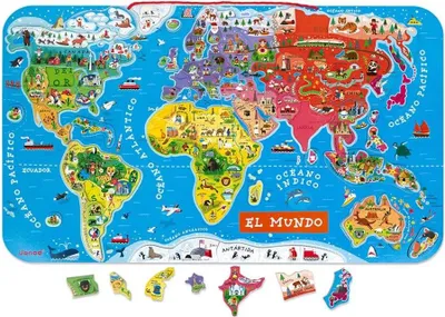 Produktbild von Janod Magnetische Weltkarte Puzzle-version Spanisch Mehrfarbig 92 Mehrfarbig 92
