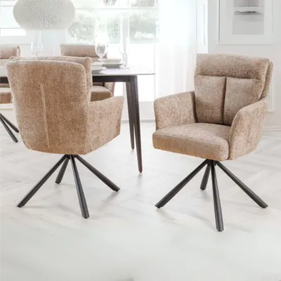 Produktbild von Bequemer Drehstuhl CHARLES beige Strukturstoff Federkernpolsterung