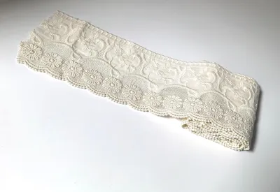 Blumen-Spitzenband, 10 cm breit, 2 Yards, beige