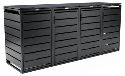 Produktbild von Borghio Mülltonnenbox – Mülltonnenverkleidung für 4 Mülltonnen – Anthrazit – 80*280*125 cm (L*B*H)