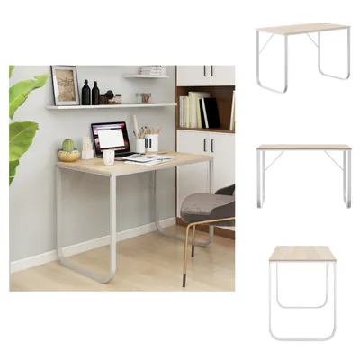 Produktbild von vidaXL Computertisch Weiß und Eiche-Optik 110x60x73 cm Holzwerkstoff - Schreibtische