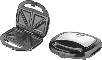 Produktbild von Michelino Sandwichtoaster 750 W - Antihaftbeschichtung & Cool-Touch-Griff, Schwarz