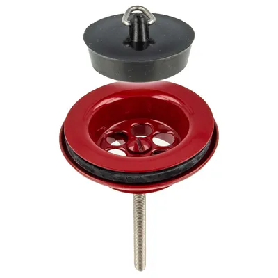 Produktbild von tecuro Universal Ablaufventil rot RAL 3003, 1 1/4 Zoll - für Waschbecken mit Stopfen