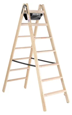 Produktbild von Beidseitig begehbare Holzstehleiter mit 2x7 Stufen