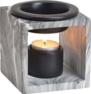 Produktbild von Duftlampe 10x10cm Keramik Marmoroptik Schwarz Öllampe Aromalampe Tischdeko Duft