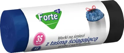 Zdjęcie produktu dla Forte+ Worki na śmieci z taśmą 35L 15 szt. LDPE