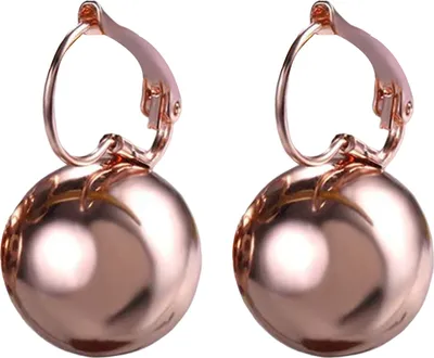 Produktbild von 1 Paar Tropfenohrringe, elegant, Vintage, glatt, rund, heller Glanz, dekoratives Geschenk, für Damen, kugelförmiger Anhänger, Creolen, Schmuck für den täglichen Gebrauch-Roségold