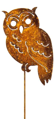 Gartendekoration Eule aus Metall, 62 cm, Patina, rostig