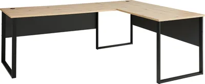 Produktbild von Eckschreibtisch >Memphis< in Artisan Eiche Nachbildung / schwarz - 223x77x170 (BxHxT)