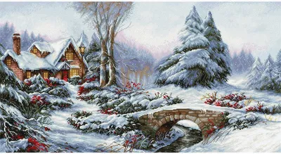Produktbild von Luca-S Kreuzstich Set "Winter Landschaft II"; Zählmuster, 60x32,5cm