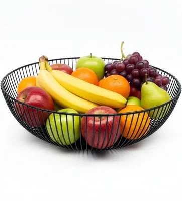 Image de Saladier en métal - Panier en fil de fer pour fruits - Légumes et pain - 8x28x28 cm - Noir