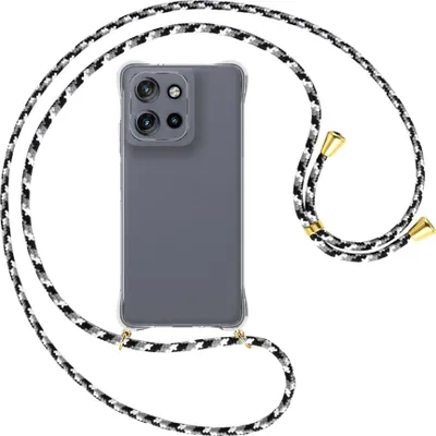 Produktbild von Handykette Backcover-Schutzhülle mit Band (Metall goldfarben) für Motorola Moto G Power 5G (2025) - schwarz/grau/weiß