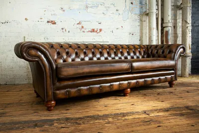 Obrázok produktu pre Chesterfield – sedačka pre obývačku, 4-miestna, veľká, čalúnená