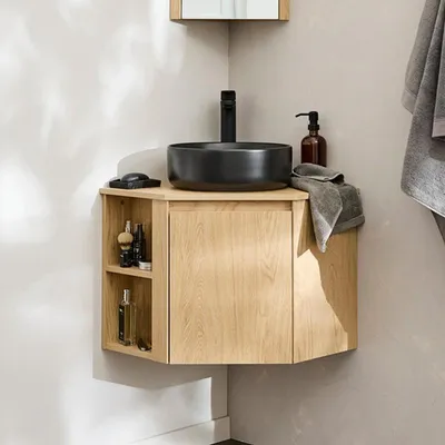 Produktbild von Eckwaschtisch-Set SORRENTO + schwarzes Waschbecken