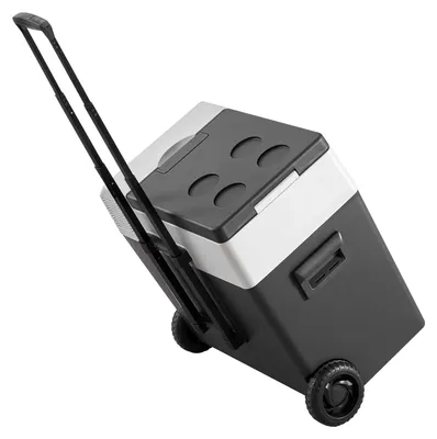 Image de Glacière à compresseur SucceBuy 50 L avec poignée,via application et roulettes, 12 V/24 V CC, 100–240 V CA, -22 °C à 10 °C, glacière électrique pour voiture, camping-car, camping et activités de plein air