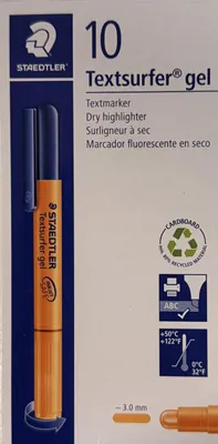 Produktbild von STAEDTLER 264-4 Textsurfer gel Trockentextmarker, 10 Stück im Kartonetui, orange