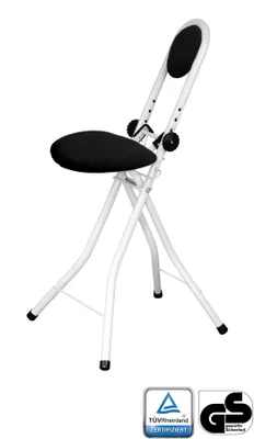Produktbild von Friesenthal Stehhilfe, Bügelstehhilfe mit Sitzkissen und Rückenkissen, Stehstuhl, höhenverstellbar von 55-64 cm, 47 x 91,5 x 45 cm, weiß, GS