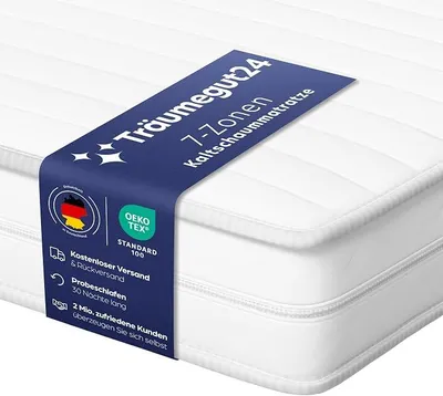 Produktbild von AquaFlex 7-Zonen Matratze 160x200 cm | H2&H3 | Ergonomische Kaltschaummatratze | Hypoallergen & Antibakteriell | Bezug abnehmbar & waschbar | ® (160 x 200 cm, H2&H3, 12 cm)