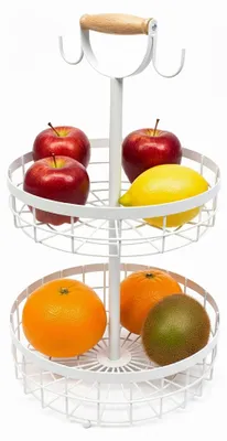 Produktbild von Zweistöckiger Obstkorb aus Metall mit Bananenhaken