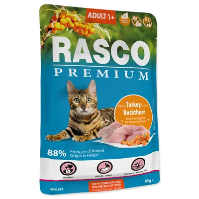 Obrázek produktu pro Kapsička Rasco Premium Adult krůta s rakytníkem 85g